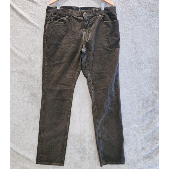 J. Crew Mens Olive Green Slim Fit Flex Corduroy Straight Leg Pants Size 36x32 - Picture 1 of 12